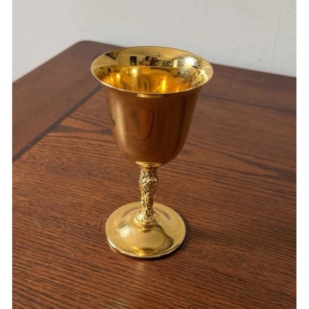 Set of 4 Vintage 24K Gold Plated Liqueur Cordial Goblets International Silver Co